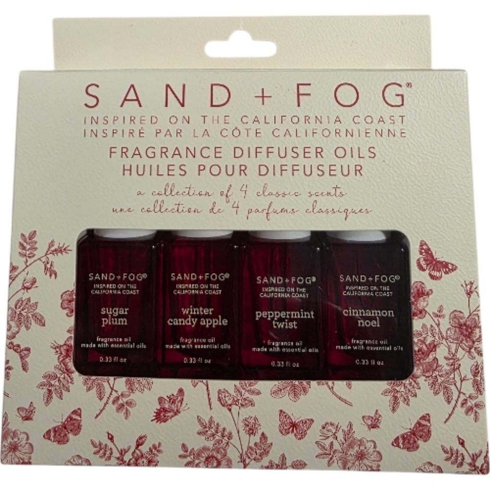 Sand + Fog 4 Pack of 10 ml Christmas Fragrance Diffuser Oils Holiday Scents